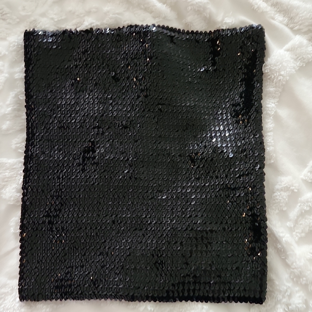 La Vie en Rose Black Sequin Tube Top/Skirt